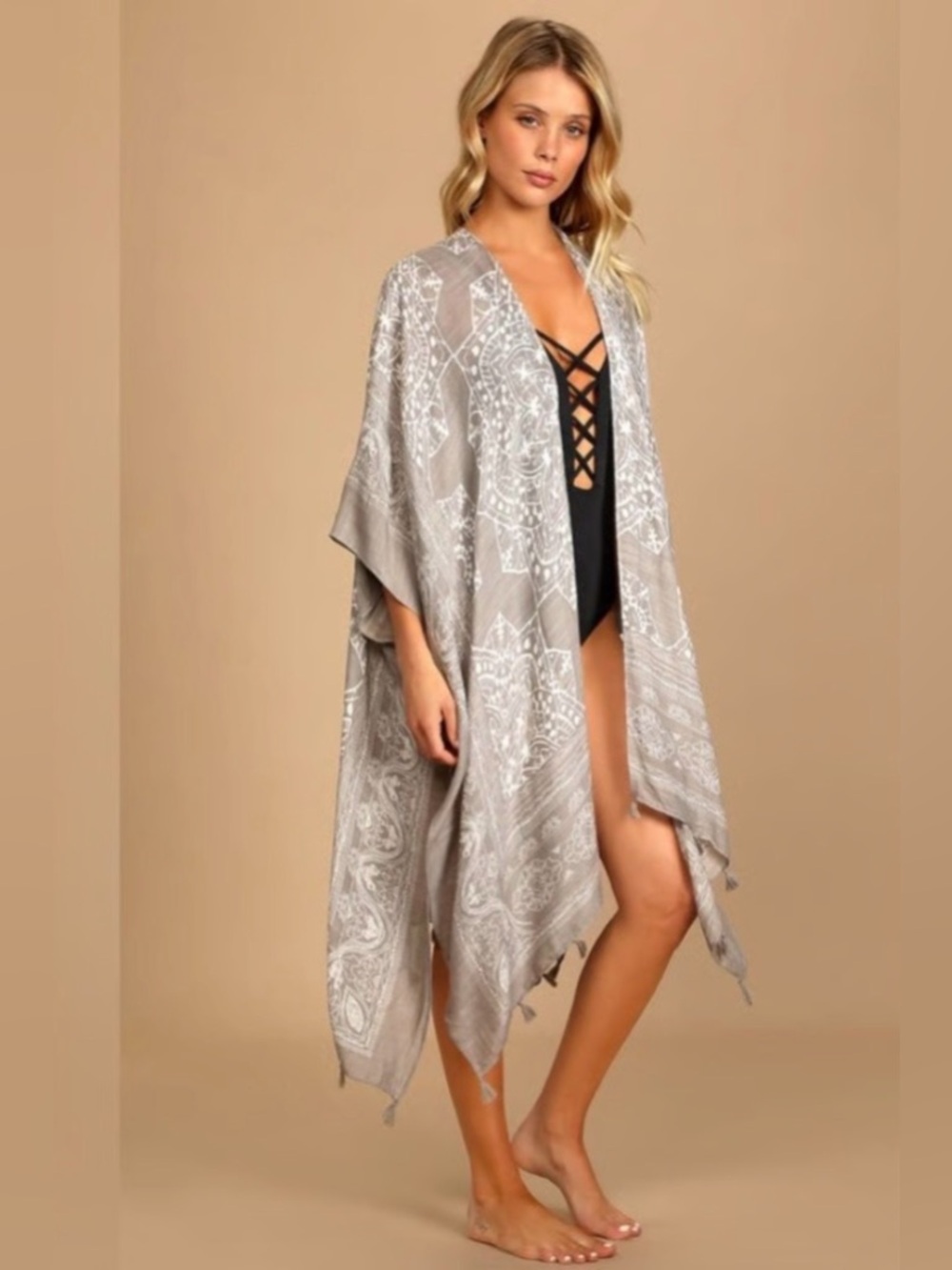Lulus Sun Daze Grey Print Cover-Up